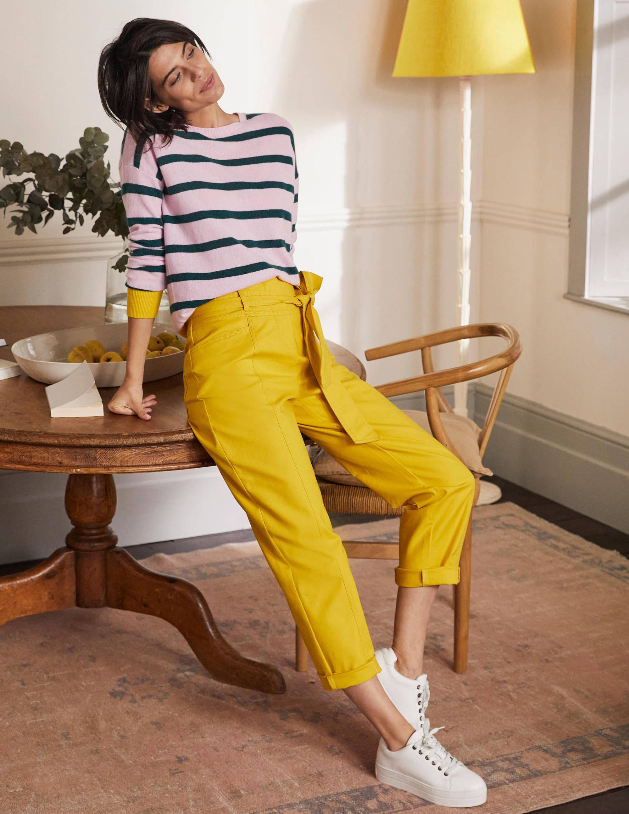 Striped Cashmere Jumper-Morganite Pink Stripe - Image 4