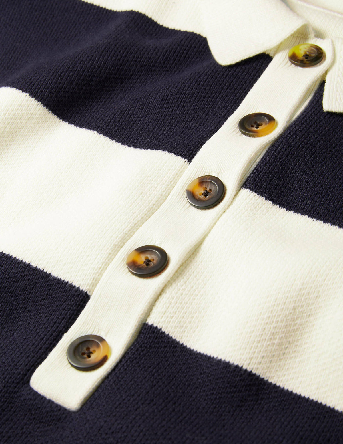 Striped Knitted Rugby Jumper-Ivory and Navy Stripe - Image 6