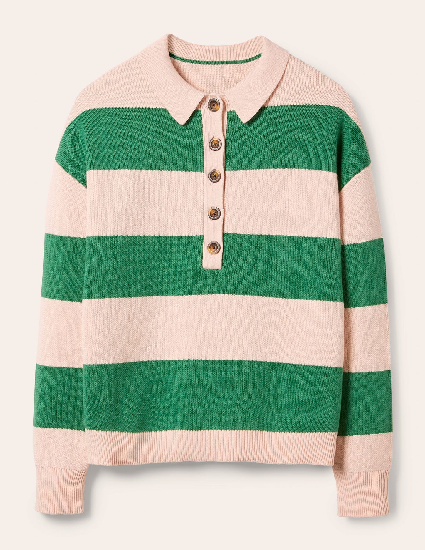 Striped Knitted Rugby Jumper-Milkshake and Irish Green
