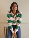 Striped Knitted Rugby Jumper-Milkshake and Irish Green