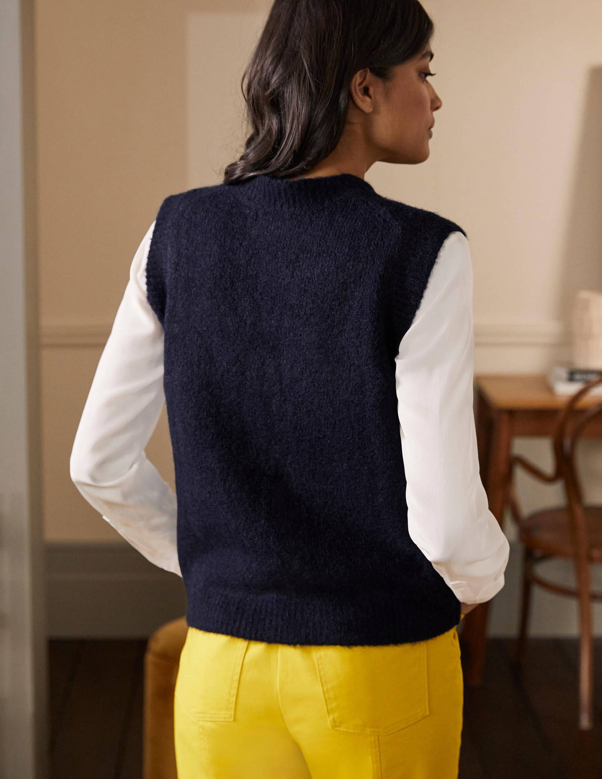 Fluffy Tank Top-Navy-3