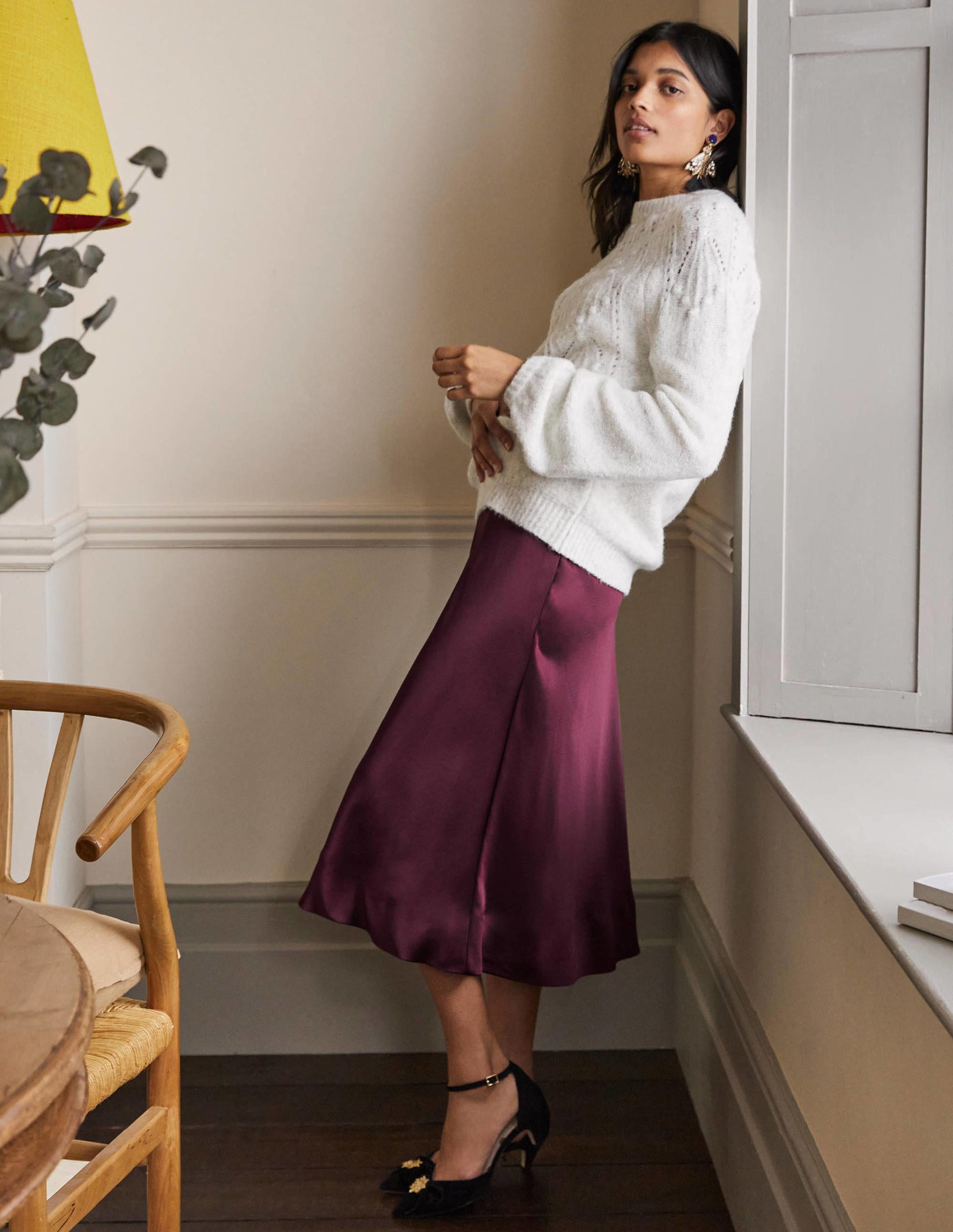 Seam Detail Midi Skirt-Deep Wisteria-1