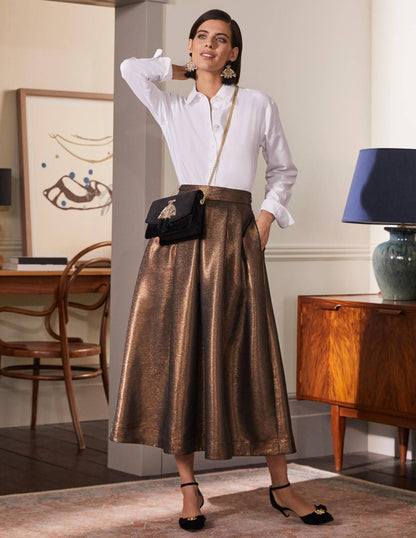 Bronzed Full Midi Skirt-Metallic-4