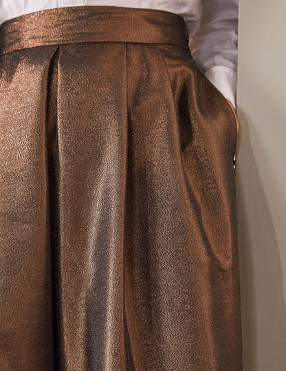 Bronzed Full Midi Skirt-Metallic-1