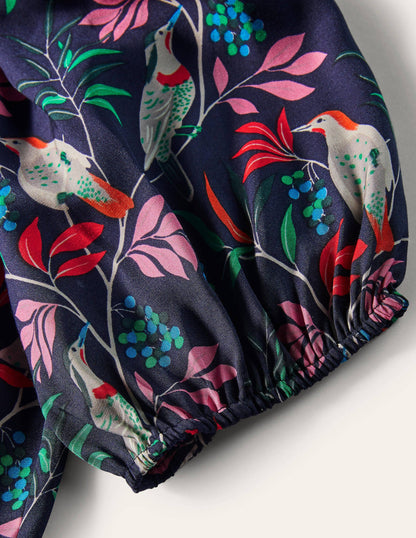 Adriana Puff Sleeve Top-French Navy, Berry Bird-7