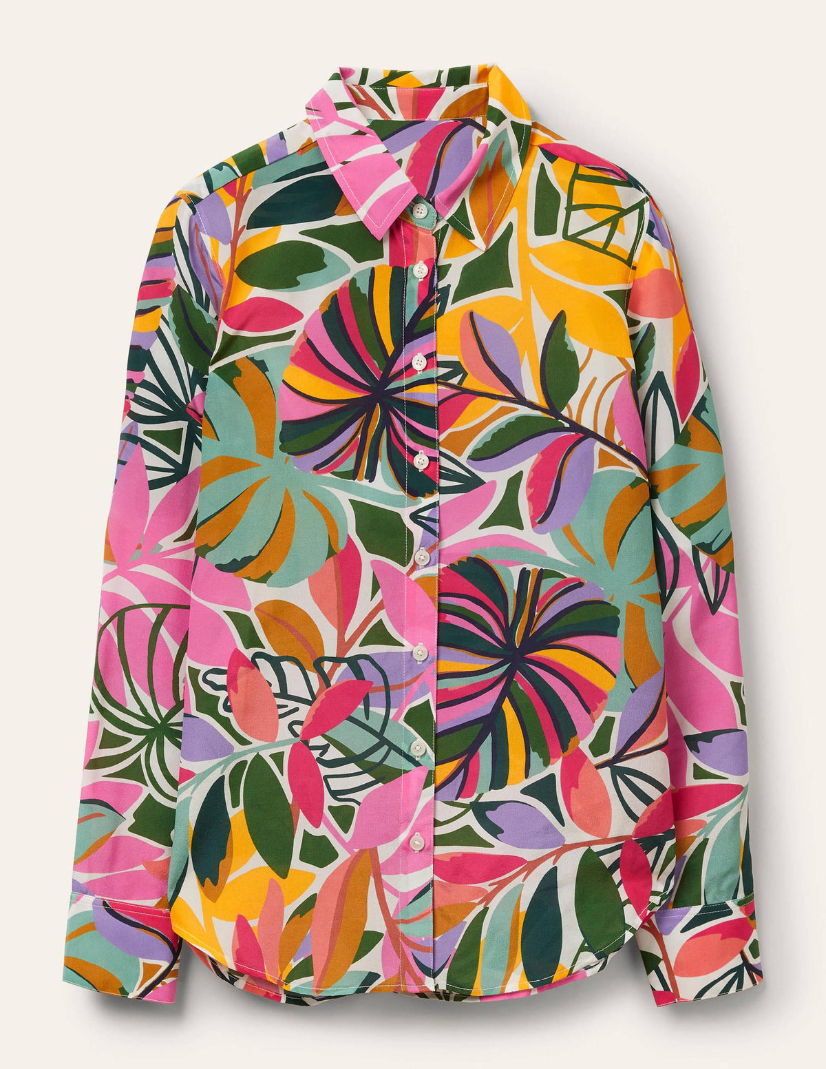 Silk Shirt-Ivory, Tropic Palm - Image 5