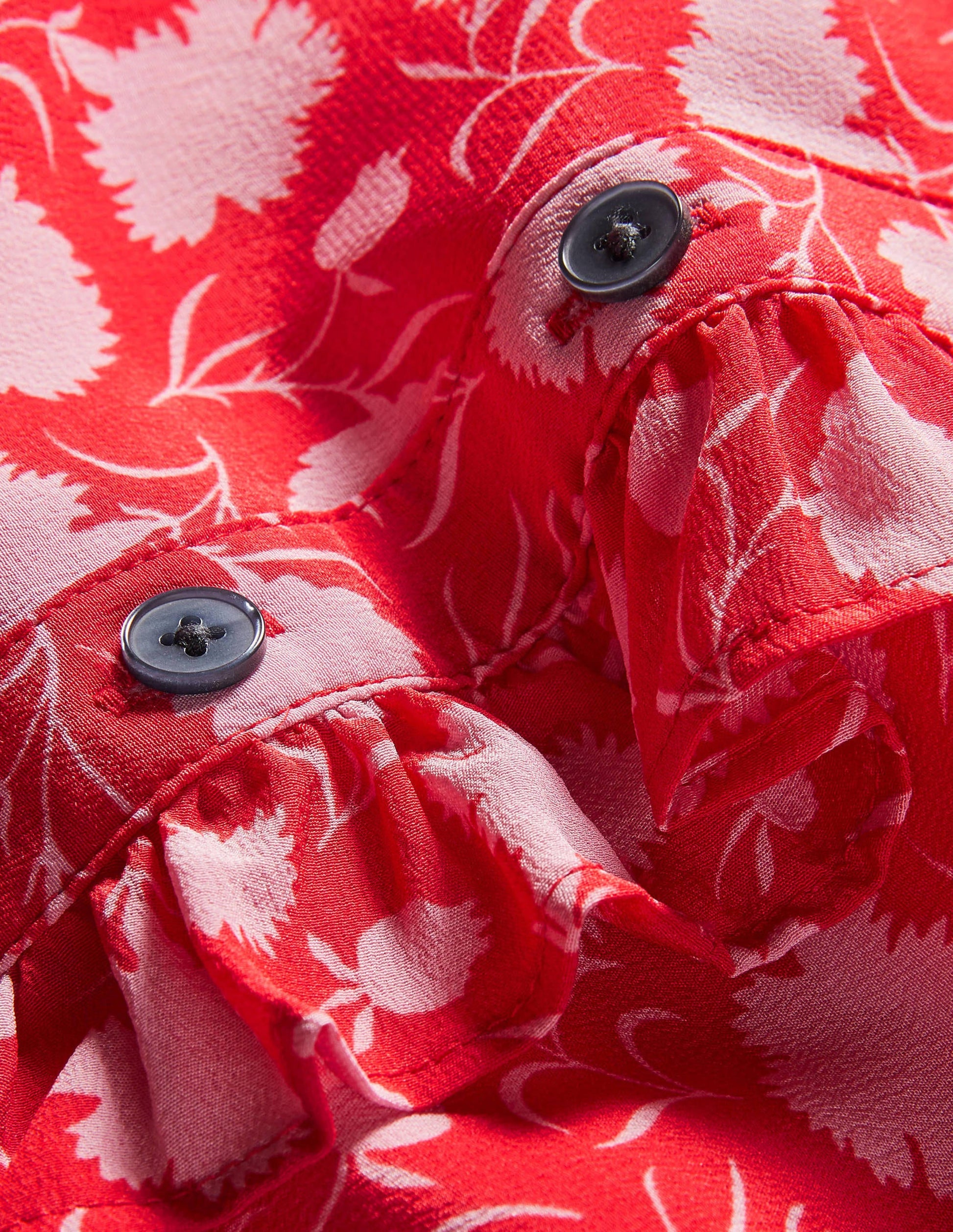 High Neck Ruffle Silk Blouse-Poppadew, Leafy Bud-8