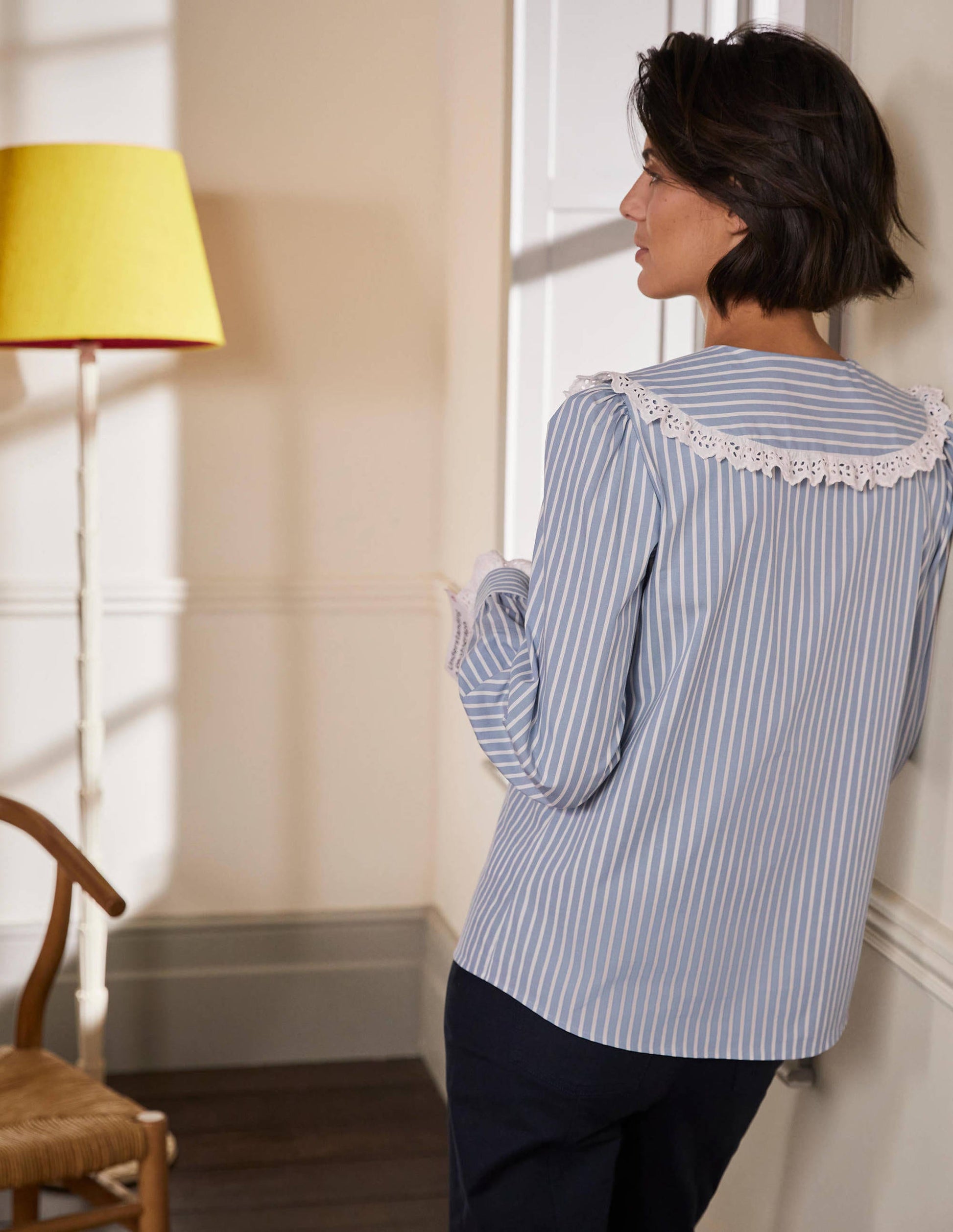Statement Collar Shirt-Atlantic Ocean Woven Stripe-3