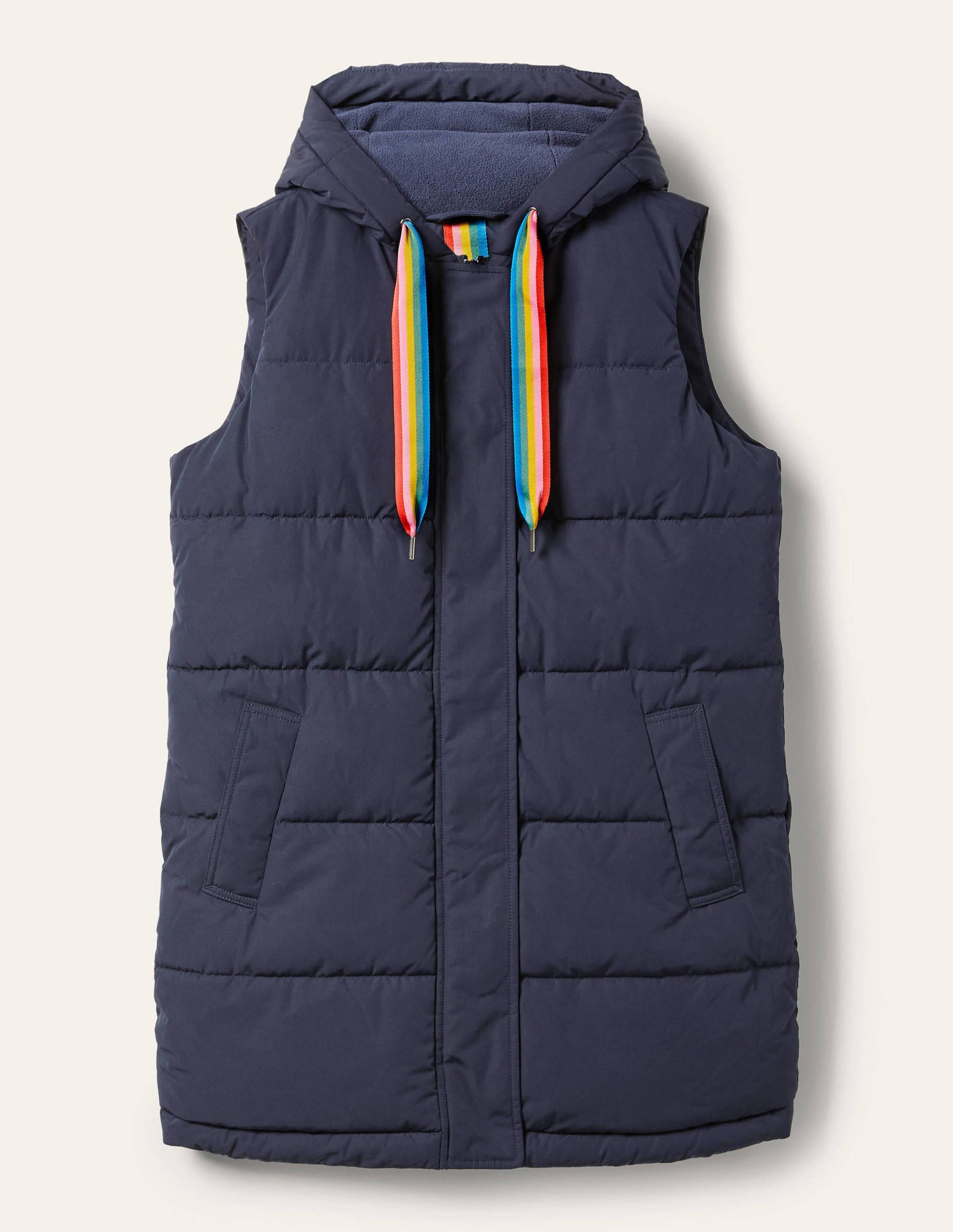 Long Puffer Gilet-Navy/Milkshake - Image 5