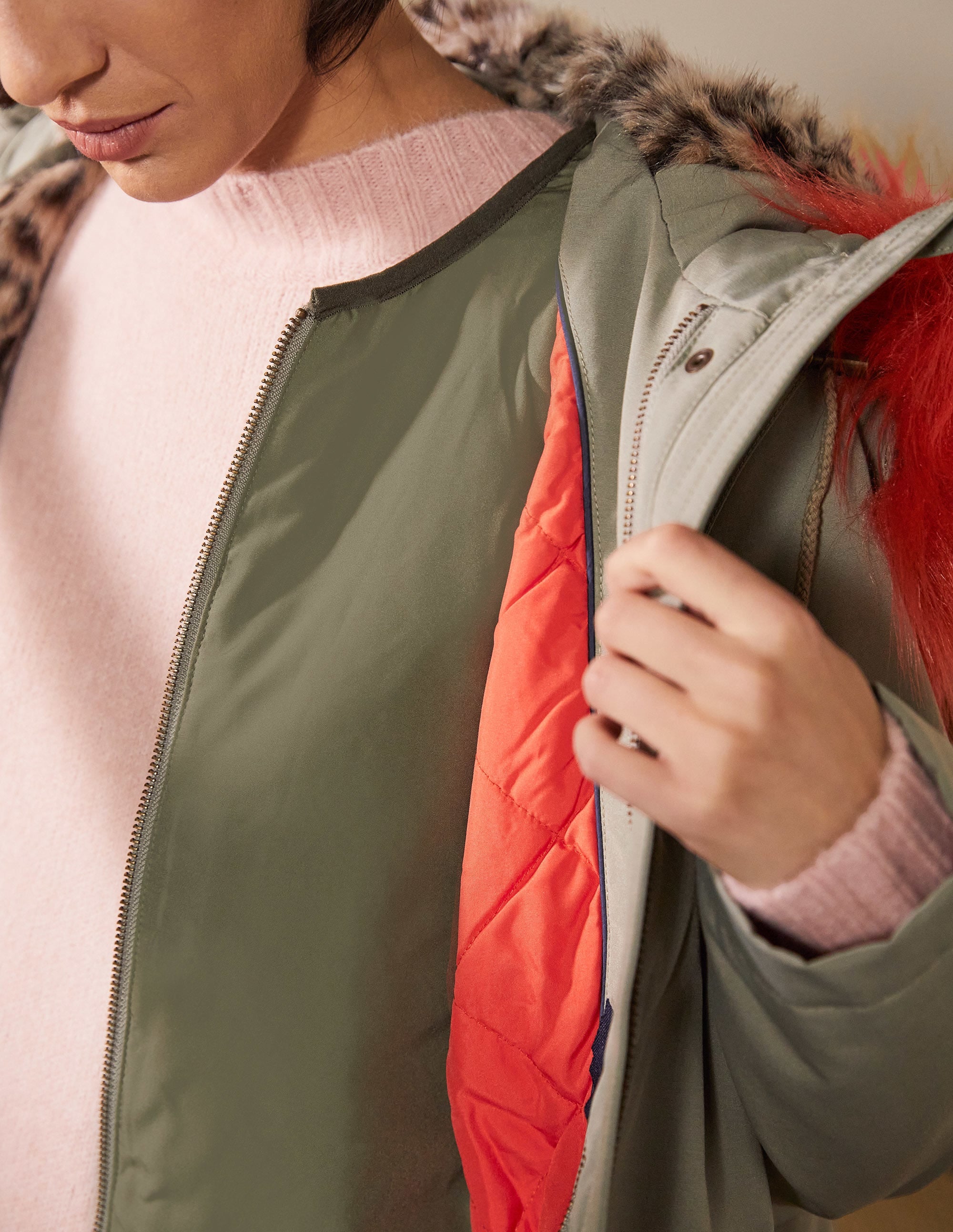 Waterproof Faux Fur Parka-Classic Khaki - Image 2
