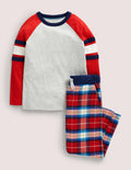 Cosy Brushed Pyjama Set-Ivory/Rockabilly Red