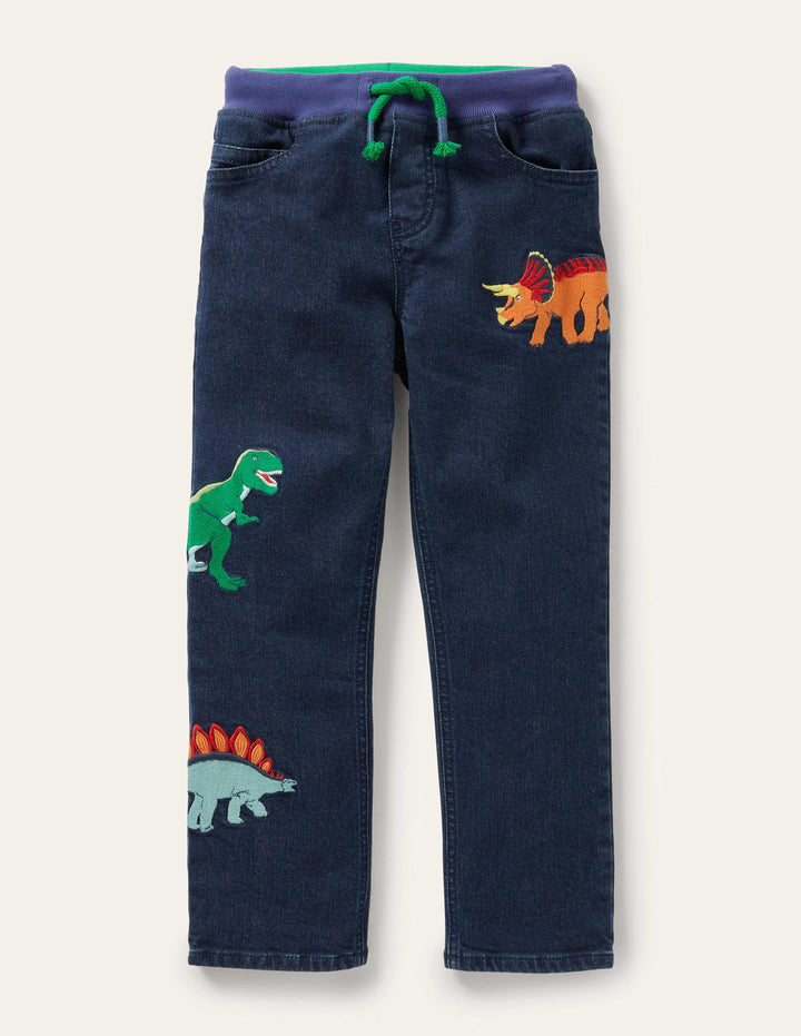 Dinosaur Pull-on Denim Jeans-Mid Vintage Dinos
