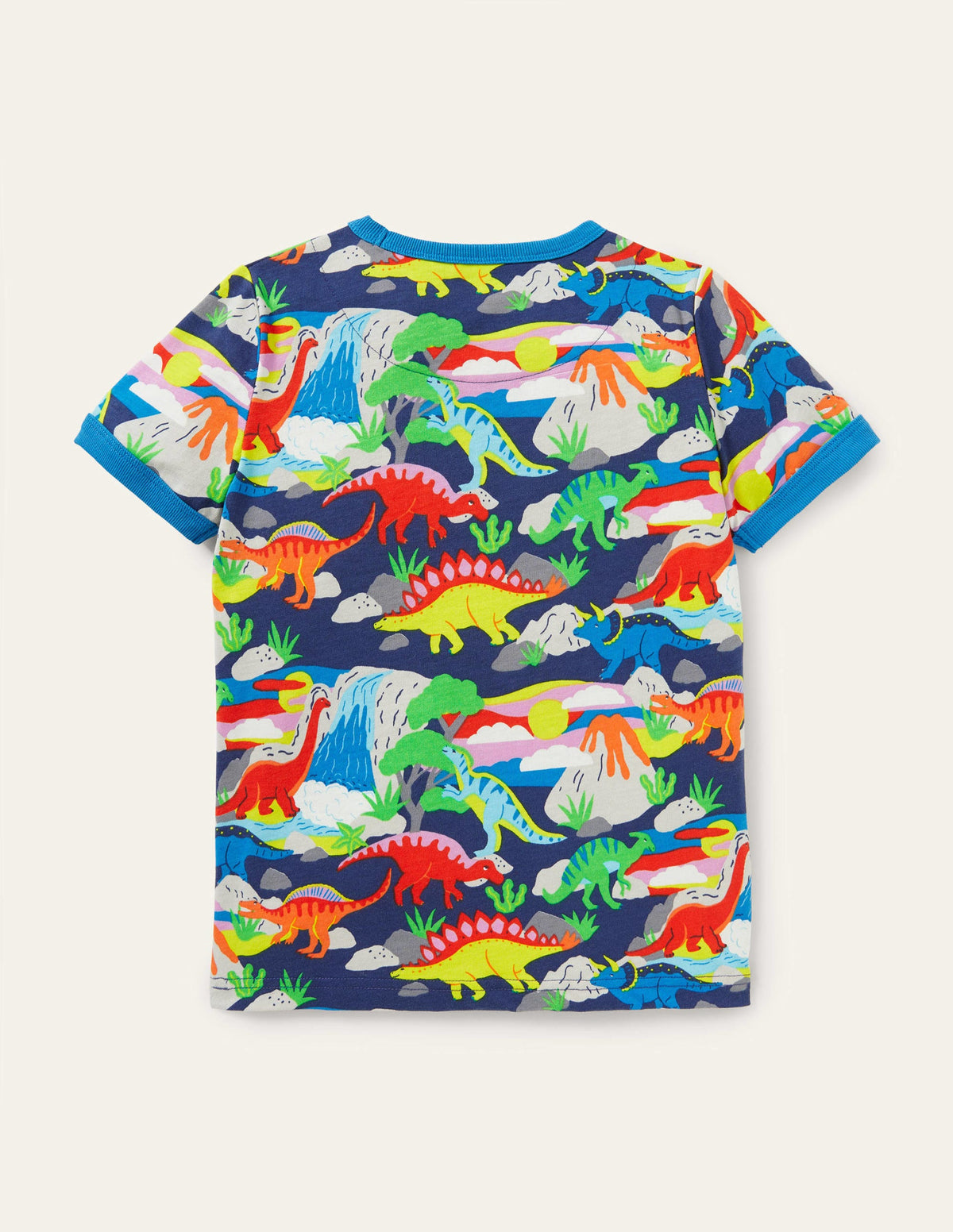 Printed Ringer T-shirt-Multi Dino - Image 2