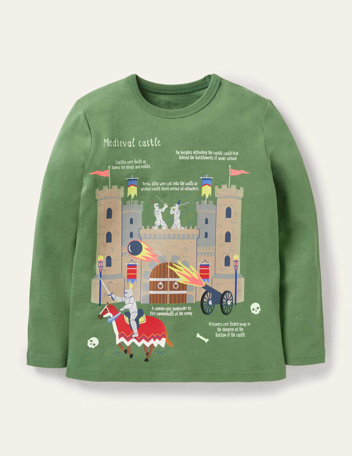 Educational History T-shirt-Safari Green Castle