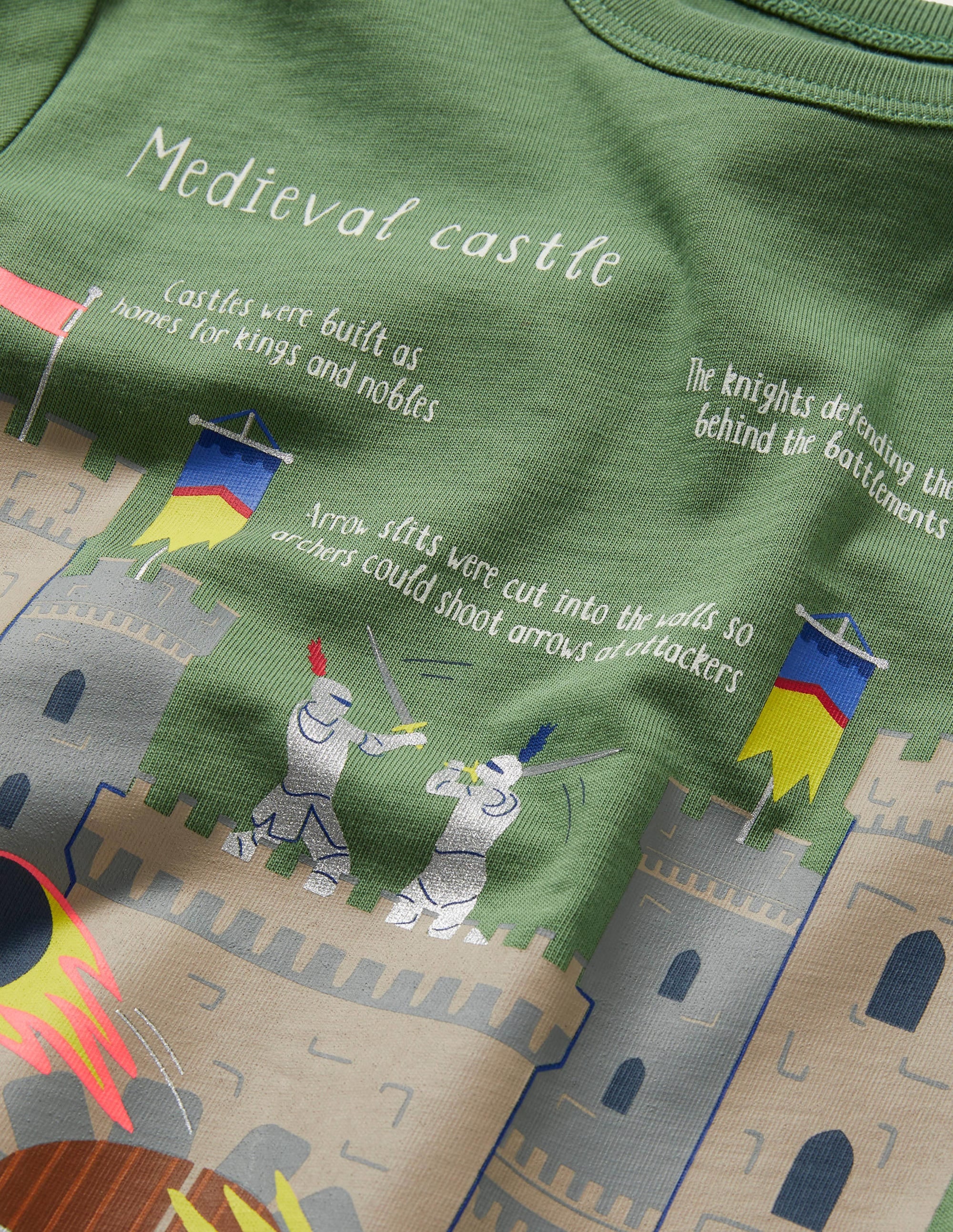 Educational History T-shirt-Safari Green Castle - Image 3