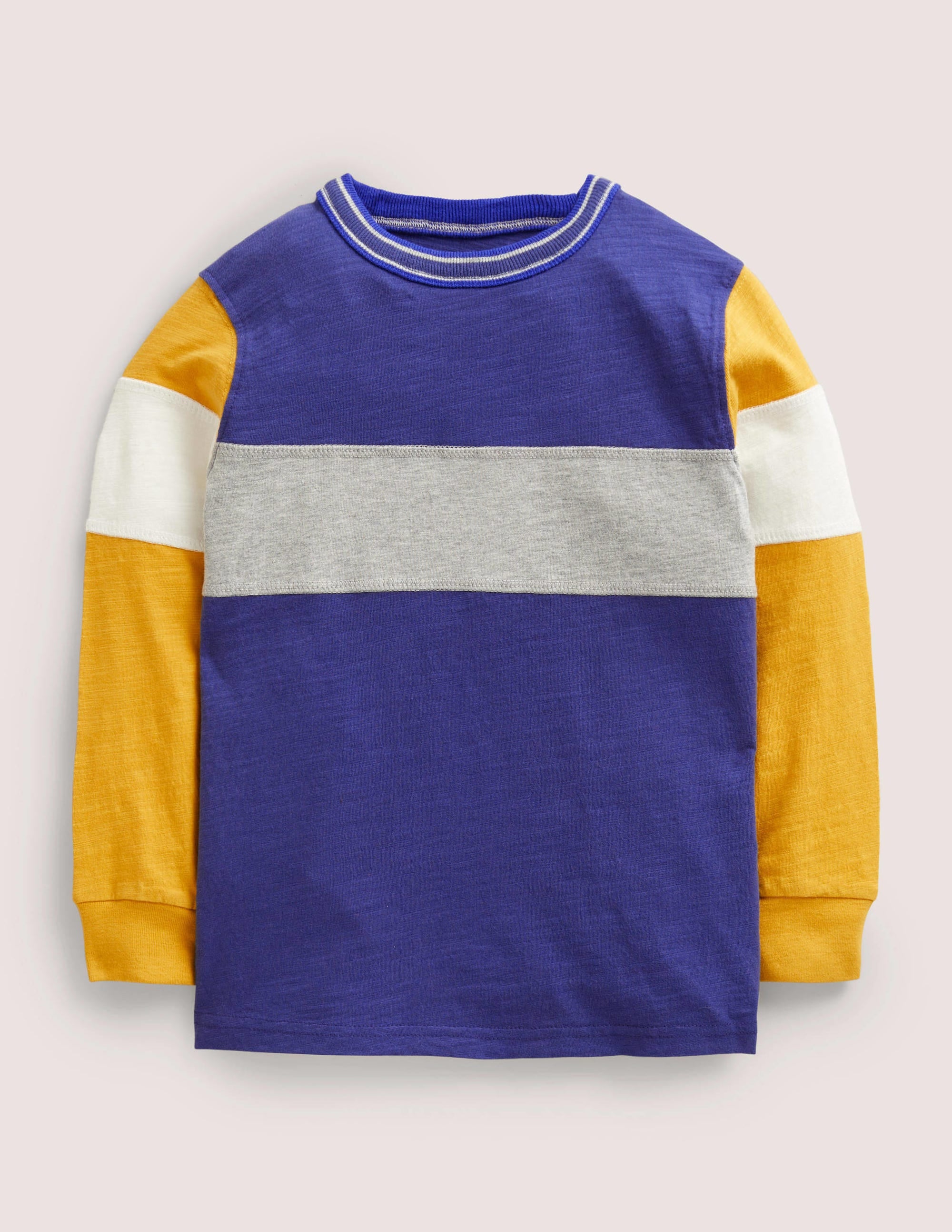 Sporty Long Sleeve T-shirt-Yellow Colourblock - Image 1