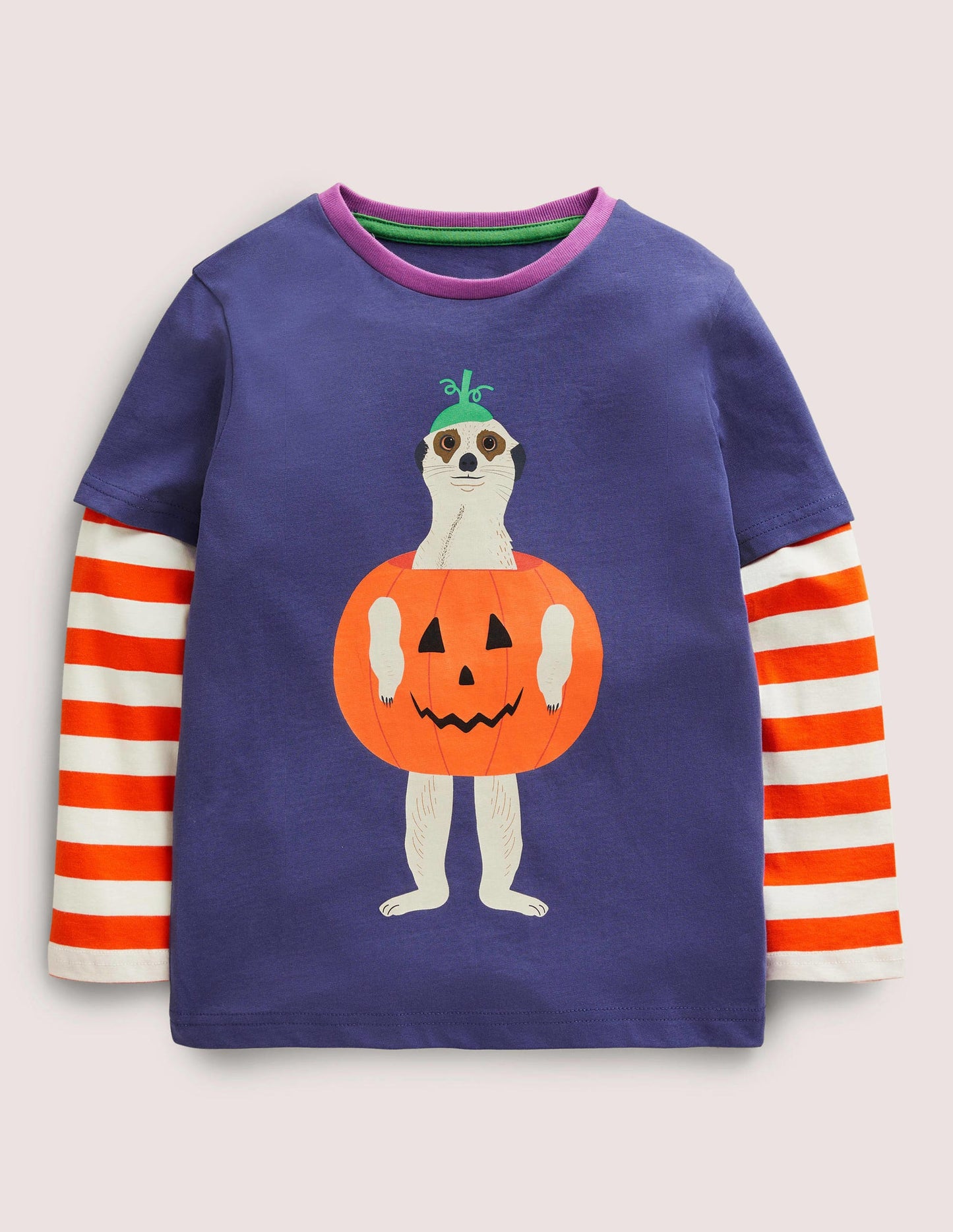 Halloween Double Layer T-shirt-Navy/Ivory Meerkat