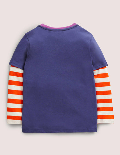 Halloween Double Layer T-shirt-Navy/Ivory Meerkat-2