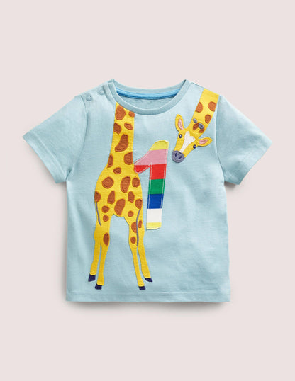 Birthday Appliqué T-shirt-Mineral Blue One-1