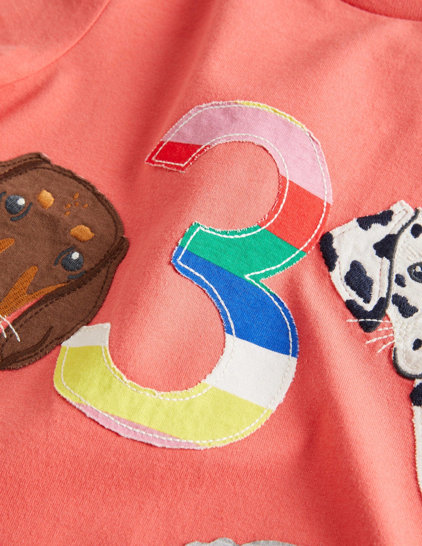 Birthday Appliqué T-shirt-Fire Red Dogs Three