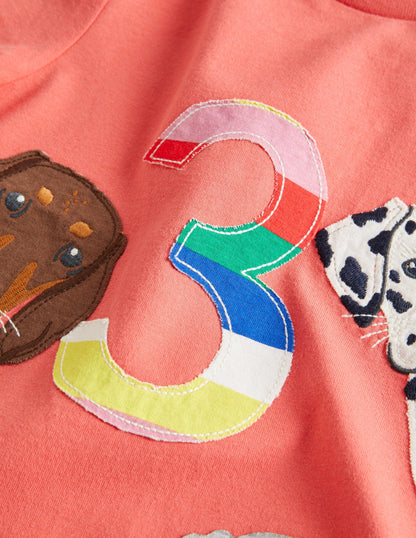 Birthday Appliqué T-shirt-Fire Red Dogs Three-3
