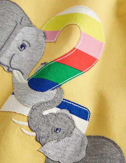 Birthday Appliqué T-shirt-Butter Cup Elephant Two-3
