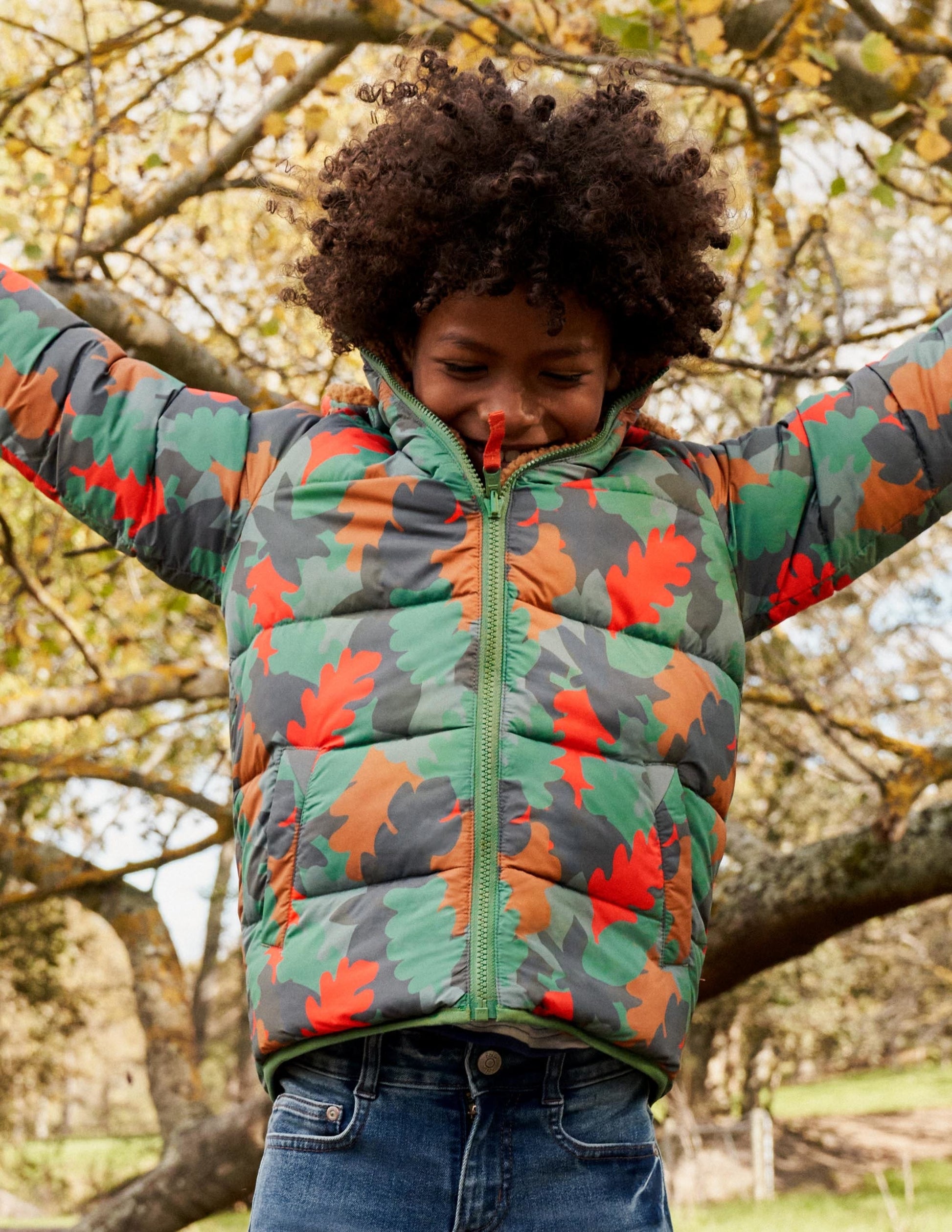 Autumn Leaf Reversible Teddy Puffer Jacket-Rosemary Autumn Leaf Camo-5
