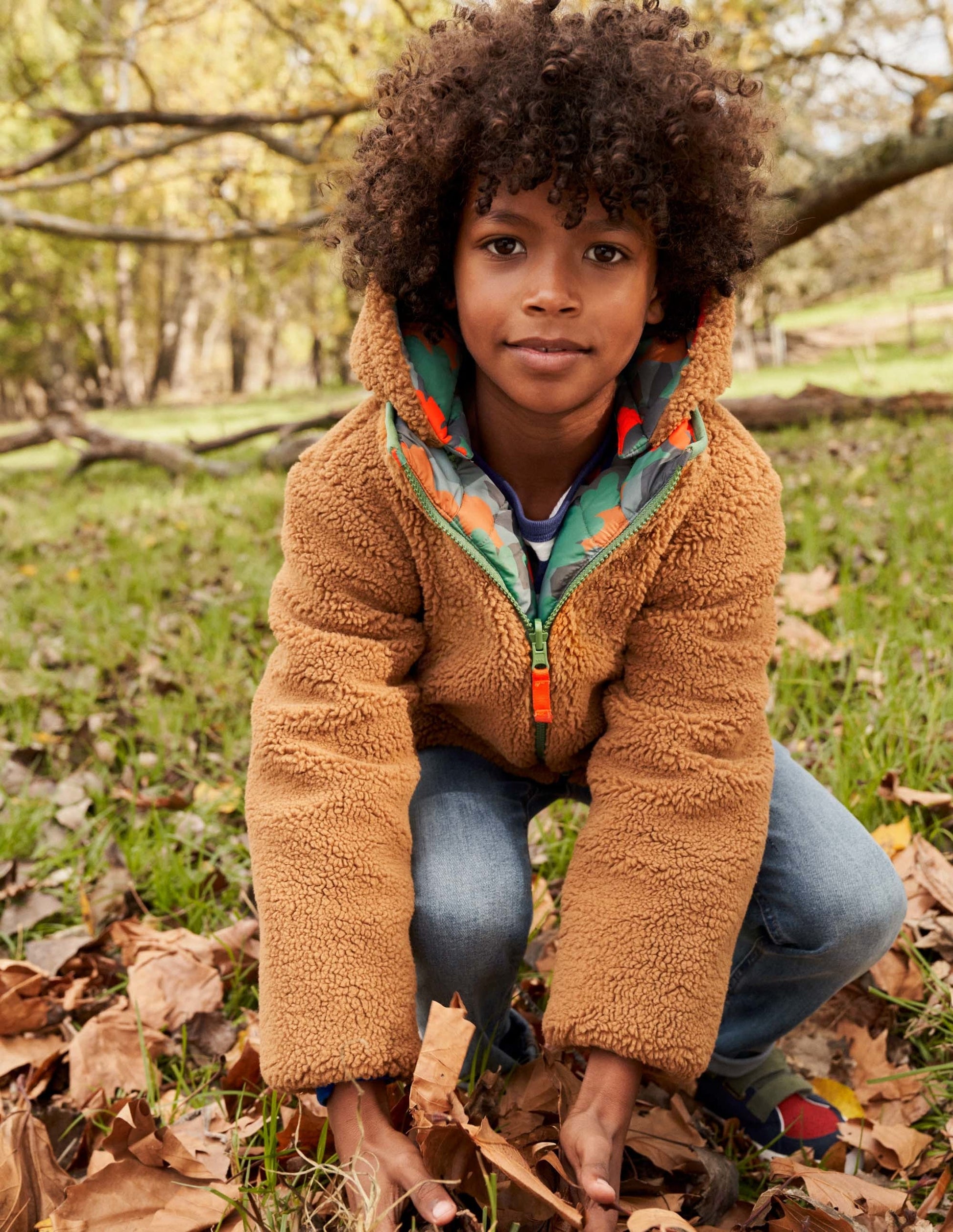 Autumn Leaf Reversible Teddy Puffer Jacket-Rosemary Autumn Leaf Camo-6