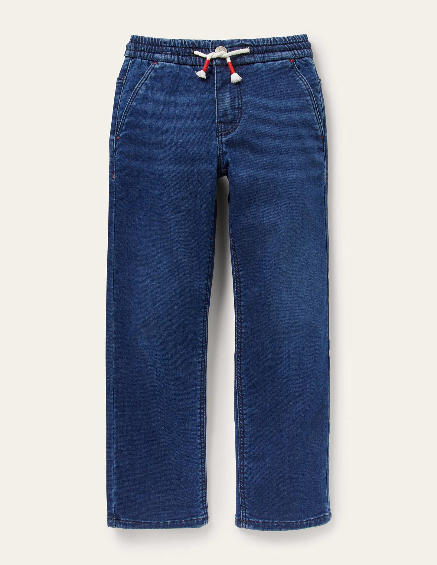 Denim Pull On Straight Leg Jeans-Mid Vintage Denim