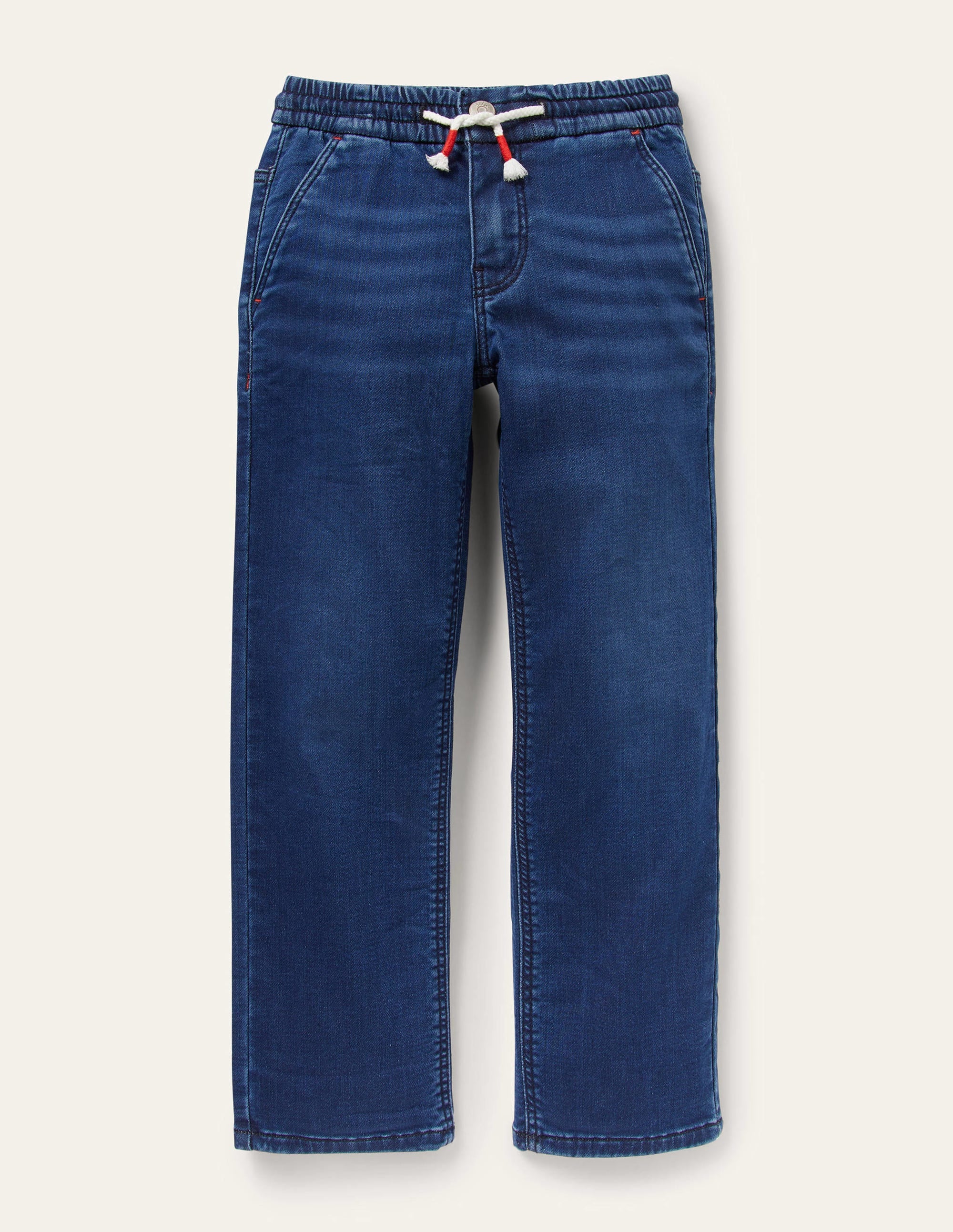 Denim Pull On Straight Leg Jeans-Mid Vintage Denim - Image 1