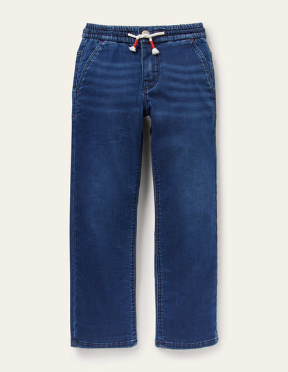 Denim Pull On Straight Leg Jeans-Mid Vintage Denim-1