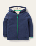 Navy Borg Lined Zip-up Hoodie-Blue Marl