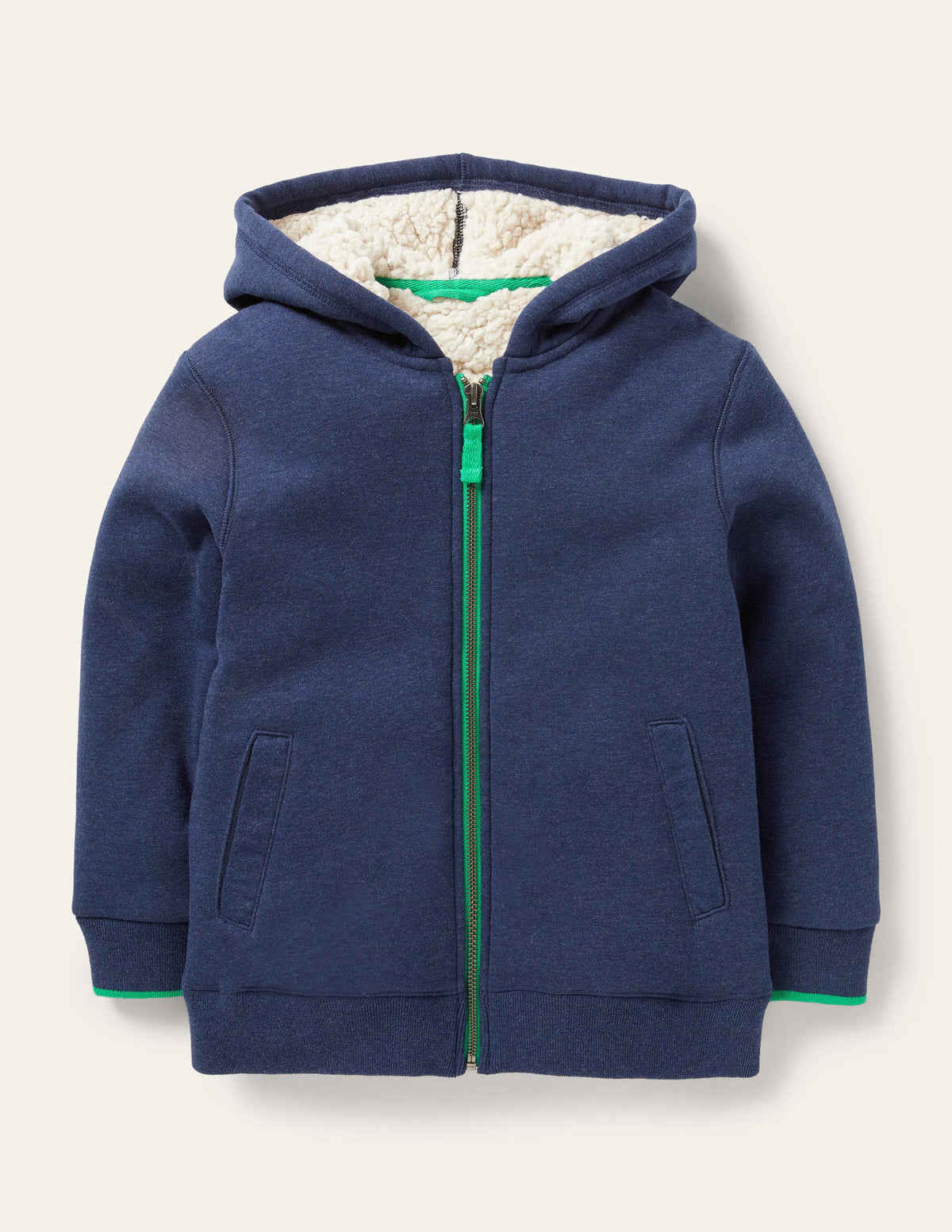 Navy Borg Lined Zip-up Hoodie-Blue Marl - Image 1