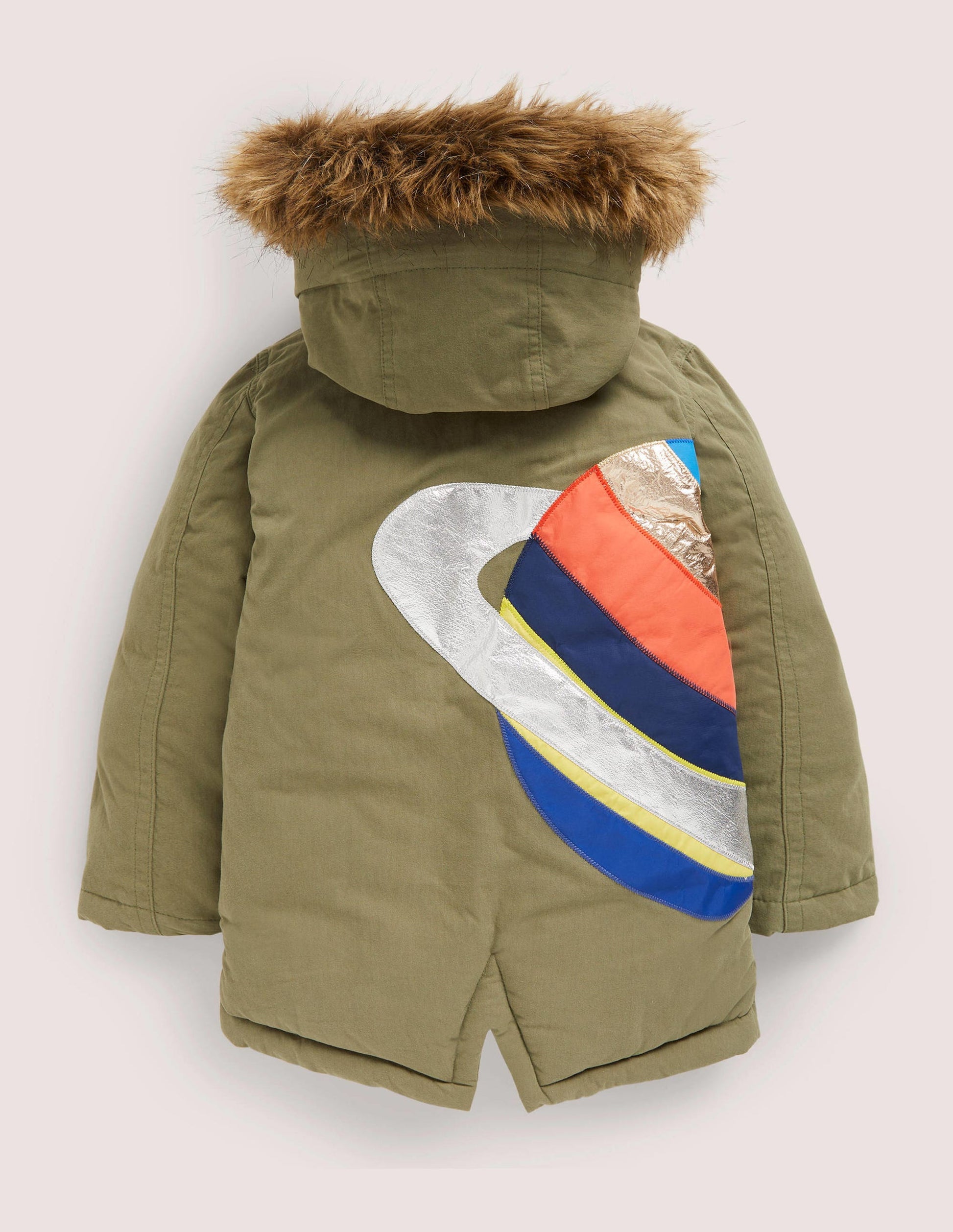 Showerproof Appliqué Parka-Army Green Space-2