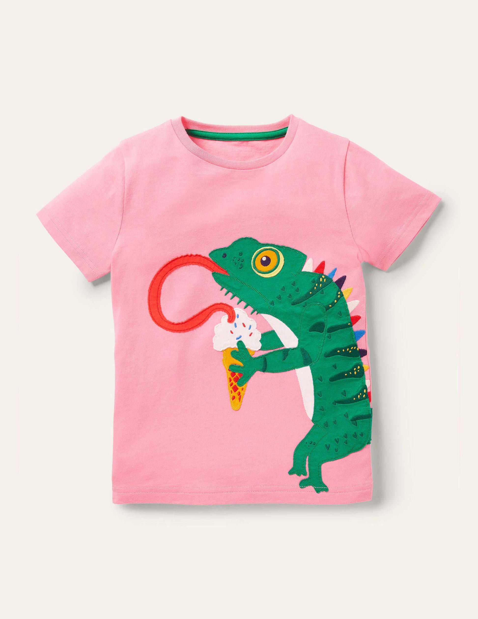 Front & Back Appliqué T-shirt-Pink Lemonade Chameleon-1
