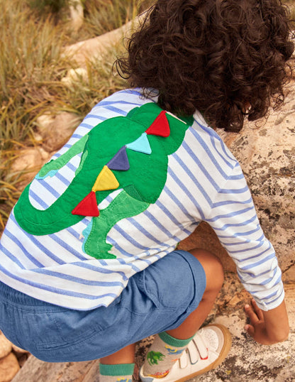 Be the Dinosaur T-shirt-Ivory/Malibu Blue Dinosaur-4