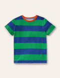 Slub Washed T-shirt-Green Pepper/Blue Wave