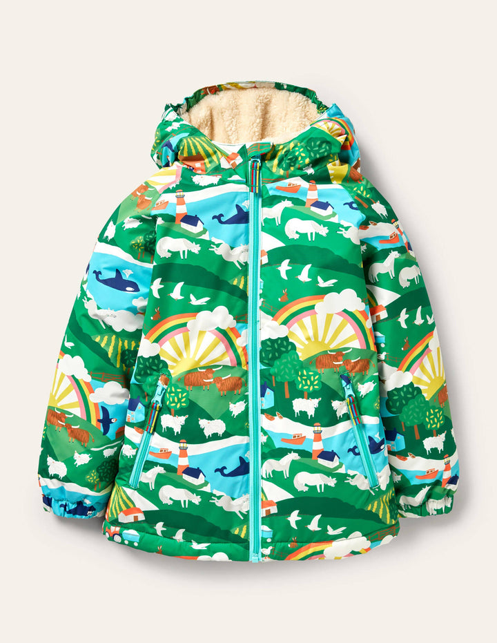 Cosy Sherpa-lined Anorak-Multi Shetland Sunrise