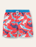 Swim Shorts-Soft Red Sharks