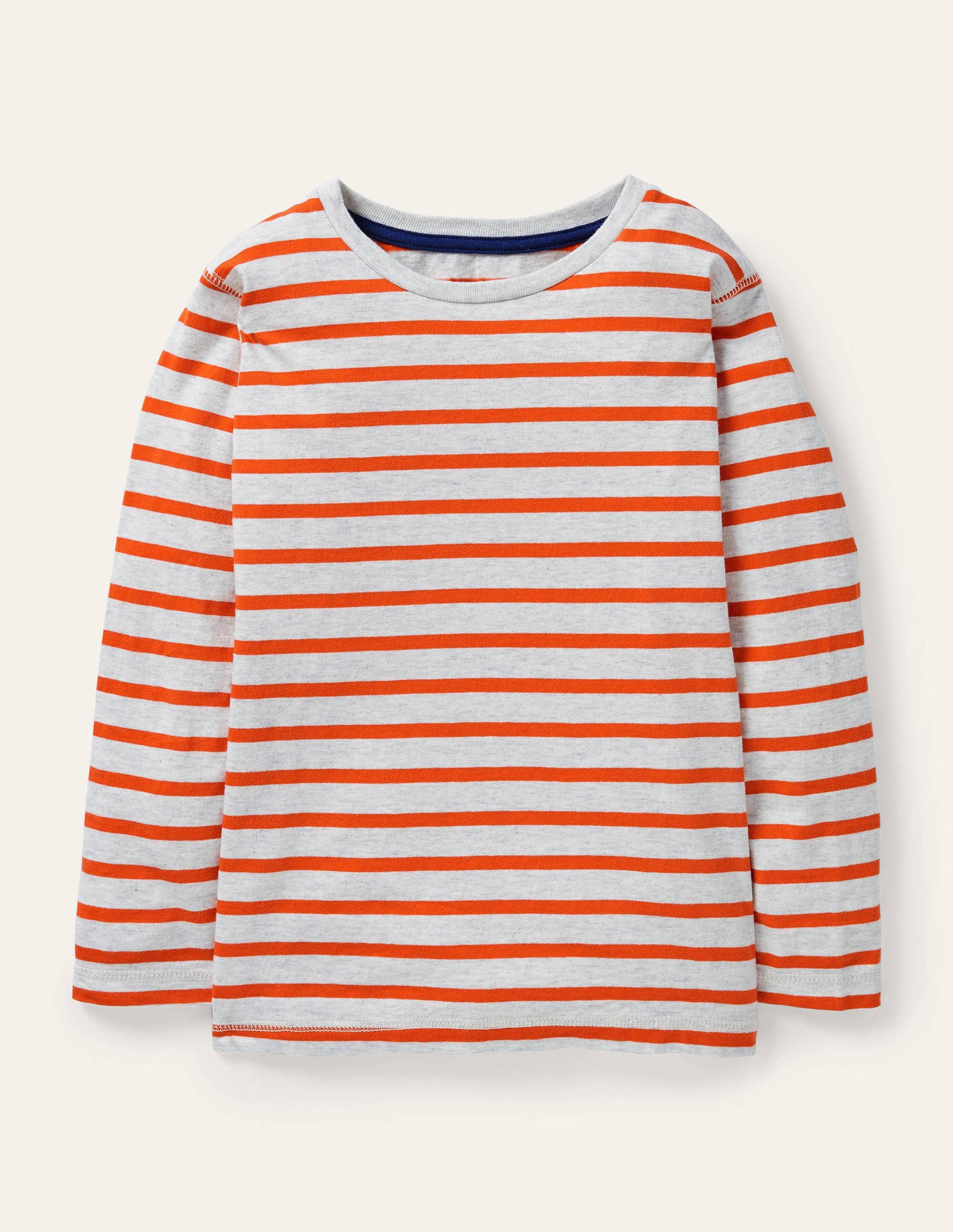 Supersoft Long-sleeved T-shirt-Oatmeal Marl/Firecracker Red-1