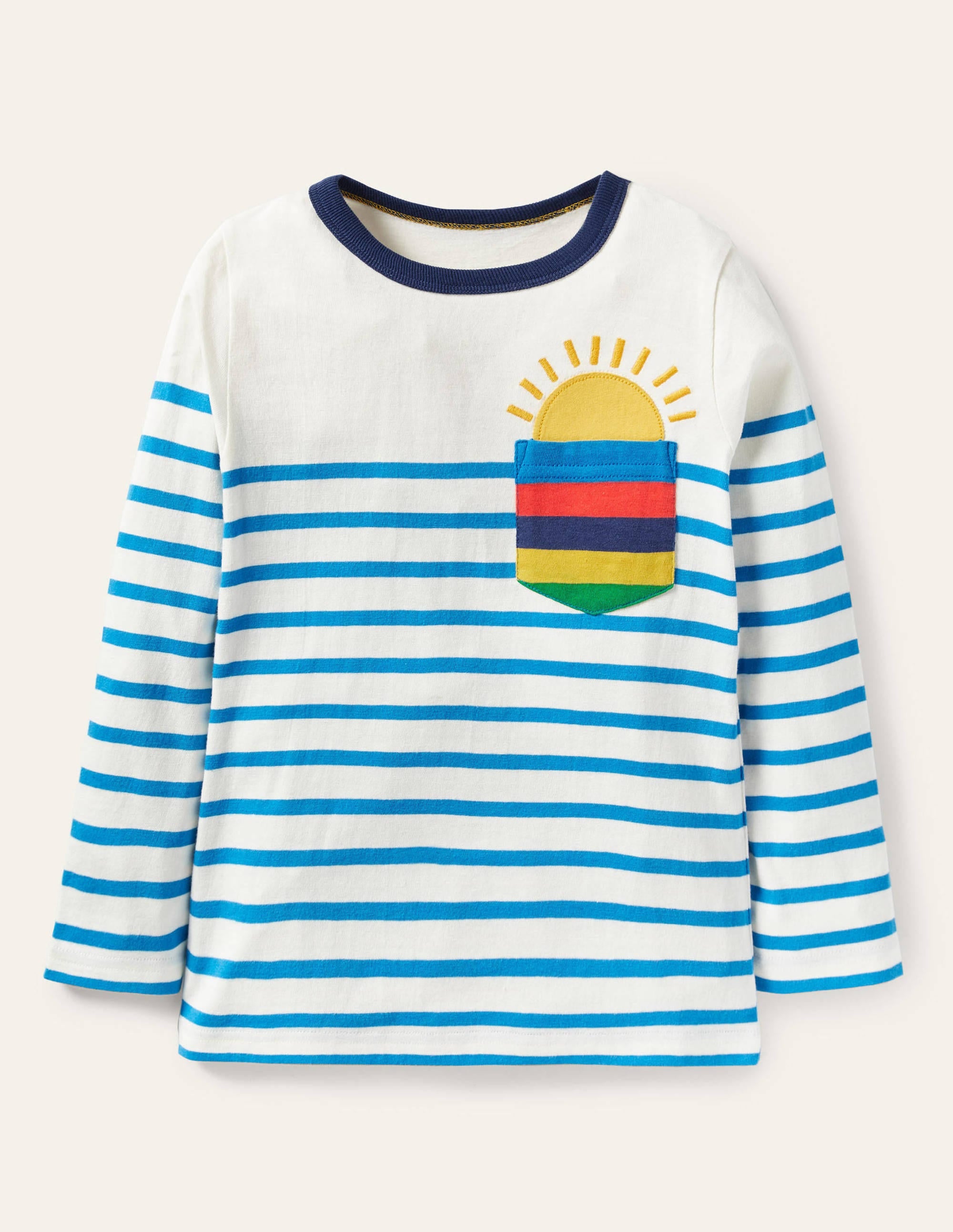 Long Sleeve Breton T-shirt-Ivory/Moroccan Blue Weather - Image 1