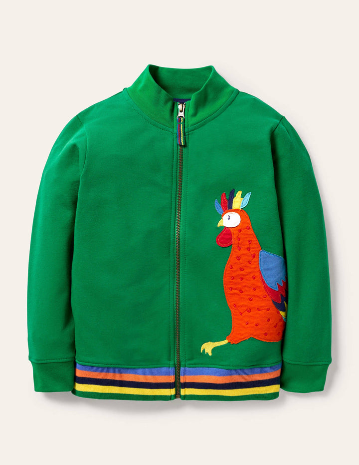 Cockerel Appliqué Track Jacket-Green Pepper Cockerel