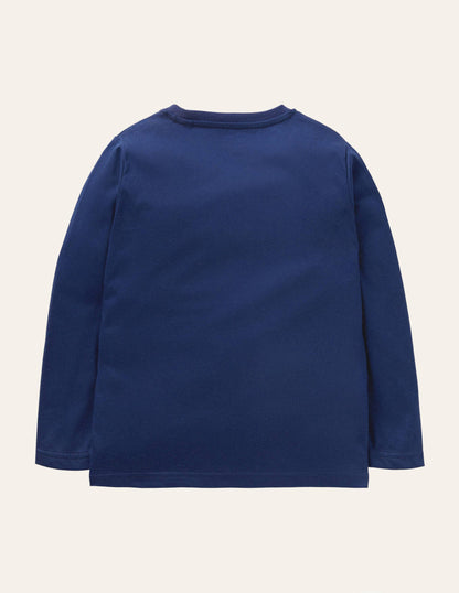 Double Flap Animal T-shirt-Starboard Blue Dinosaur-2