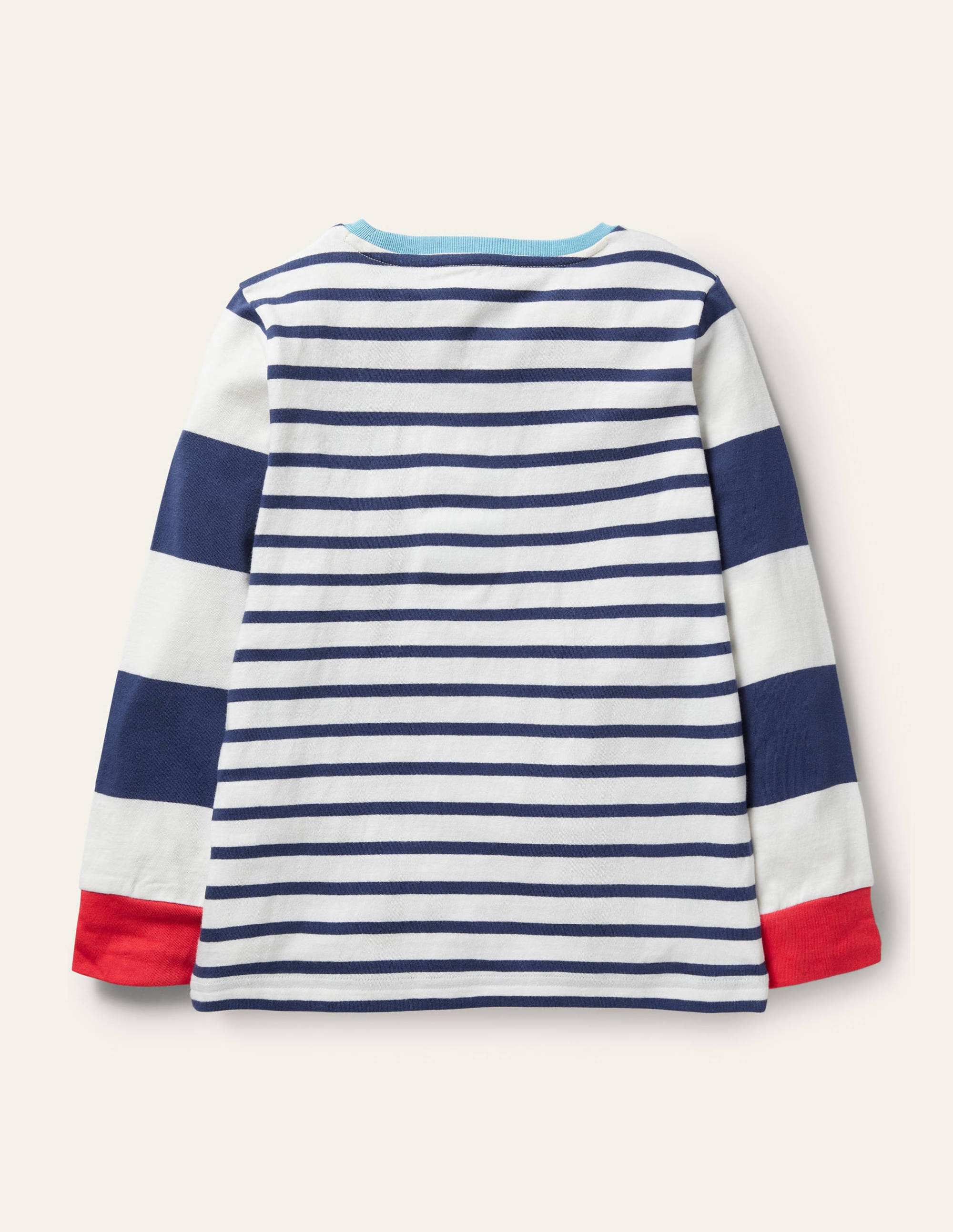 Appliqué Breton T-shirt-College Navy/Ivory Sharks - Image 2