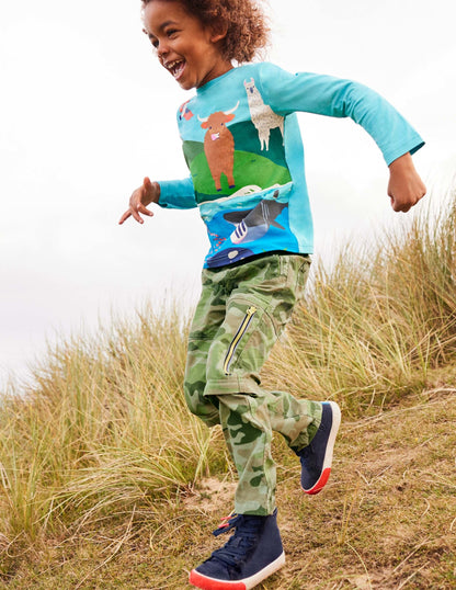 Animal Scene T-shirt-Aqua Blue Animals-4