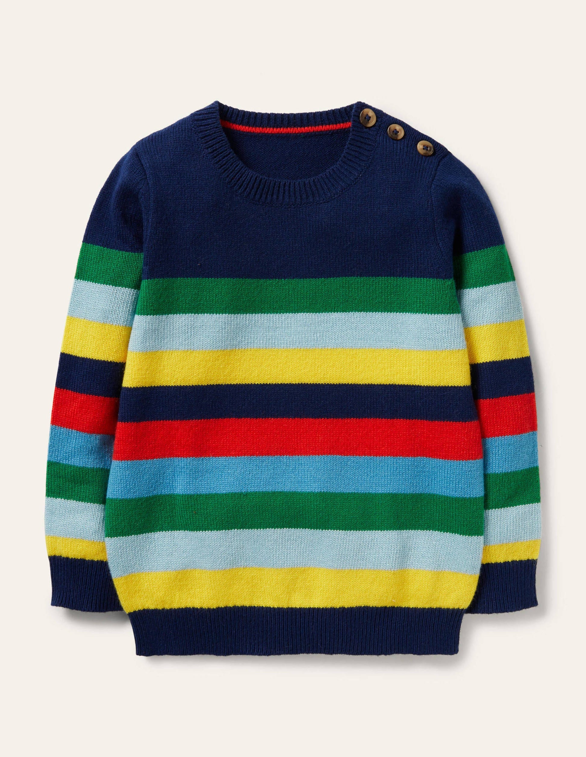 Colourblock Crew Jumper-College Navy/Rainbow-1