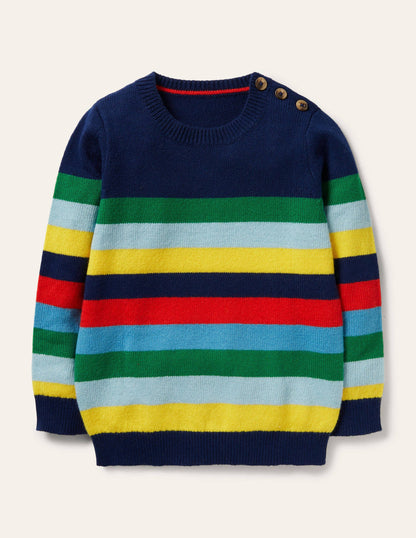 Colourblock Crew Jumper-College Navy/Rainbow-1