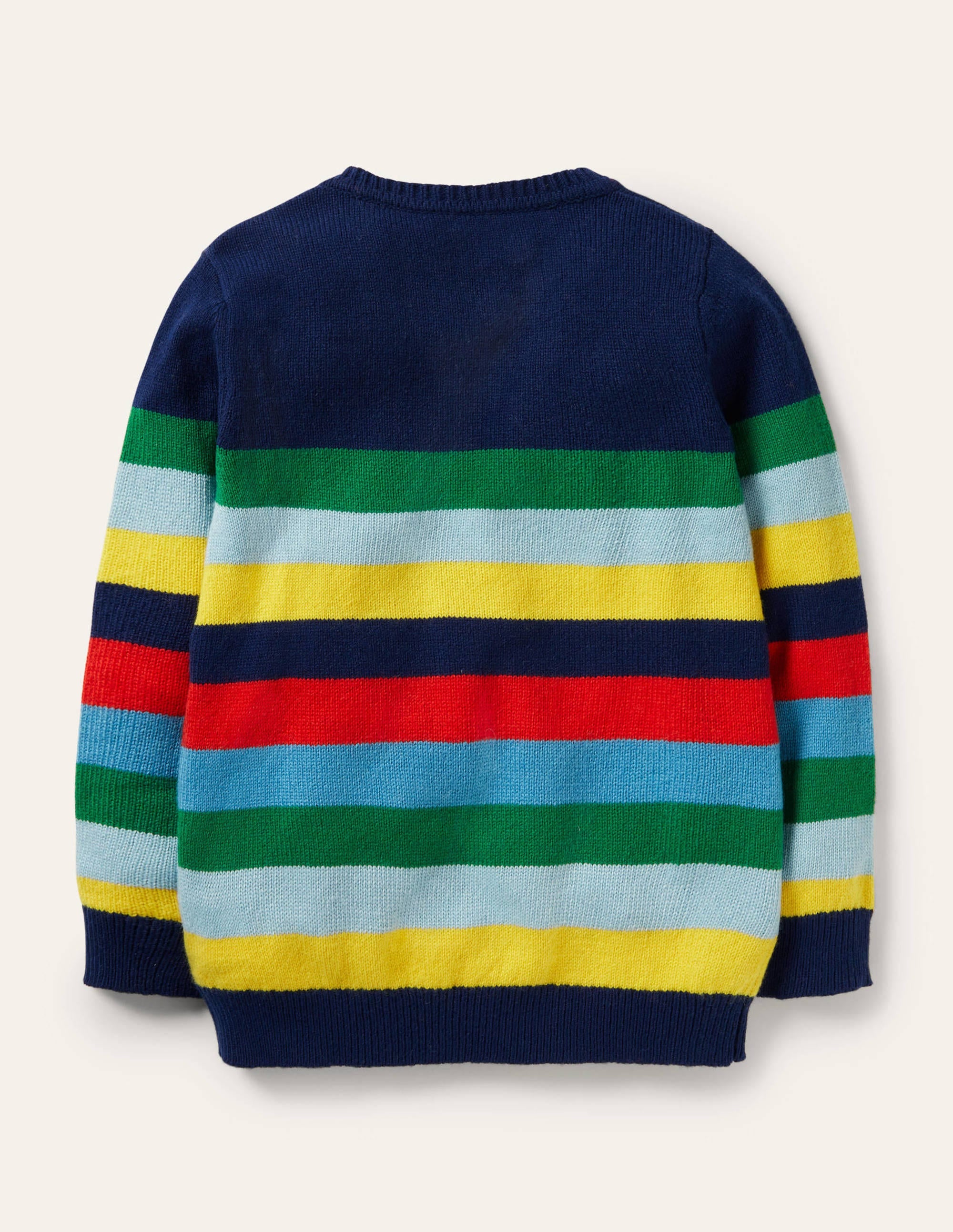 Colourblock Crew Jumper-College Navy/Rainbow - Image 2