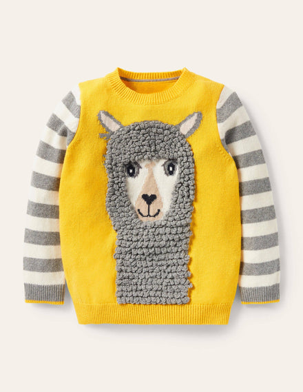 Animal Crew Neck Jumper-Sweetcorn Yellow Alpaca
