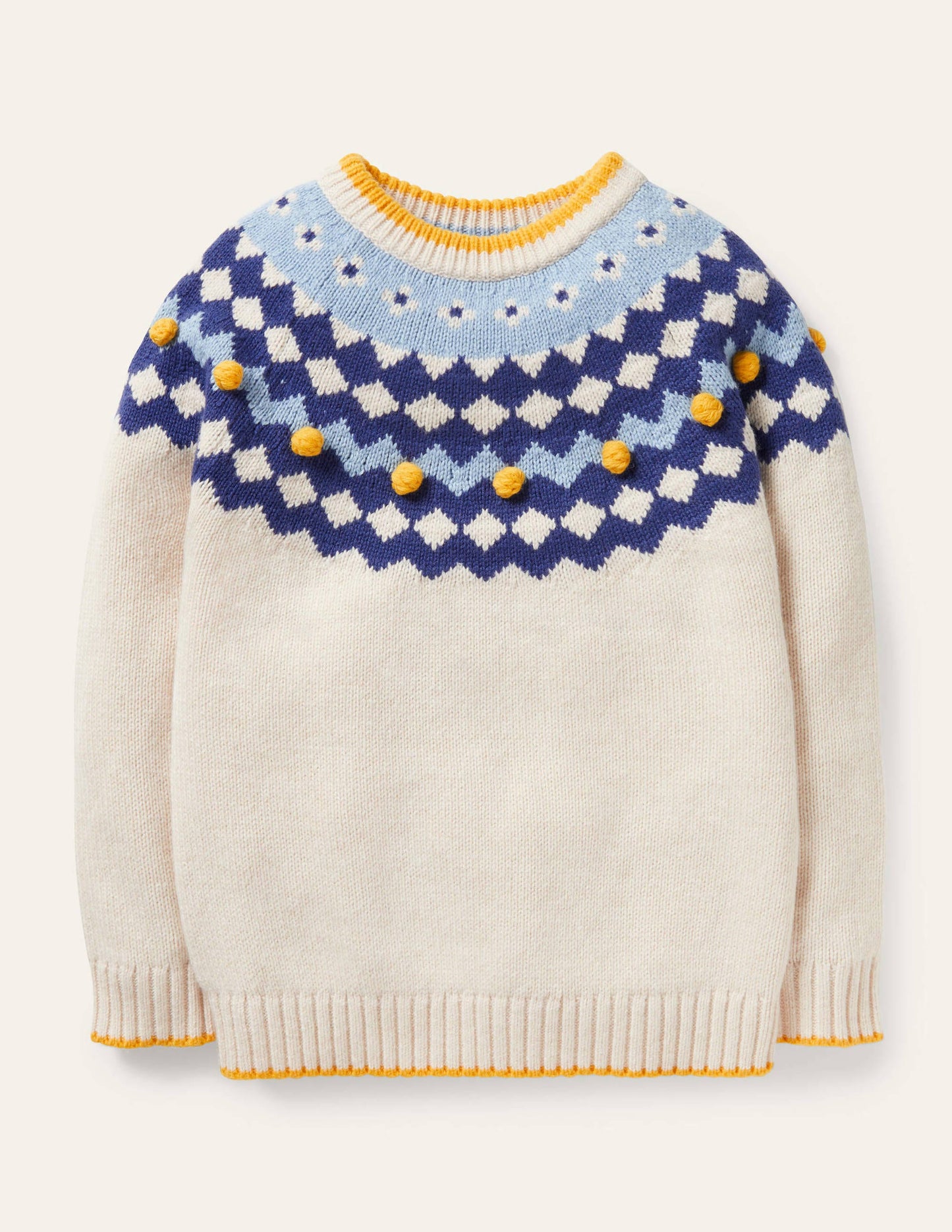 Chunky Fair Isle Crew Jumper-Ecru Marl Fair Isle